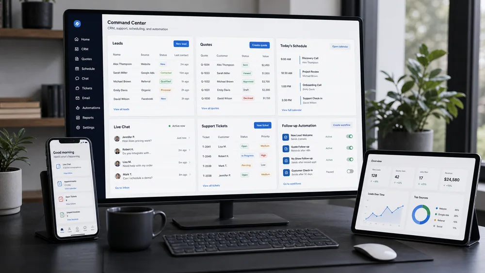 Business automation & integrations design and workflow illustration